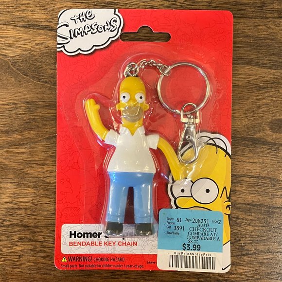 The Simpson's - Homer Simpson 2 1/2"  Bendable Keychain 2014 - Picture 1 of 4